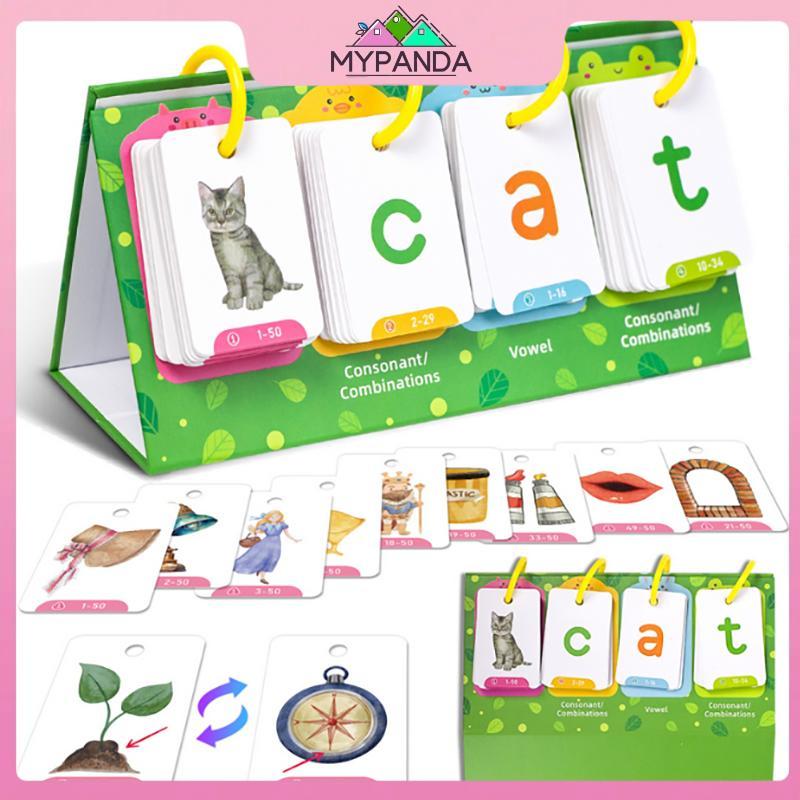 MYPANDA Kids CVC Words Flashcards Phonics Flip Chart Word Builder Sight Words Công cụ học tập Âm ngữ