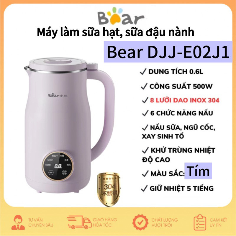 Máy làm sữa hạt BEAR 600ml DJJ-D06X3 decal Tiếng Việt có màn hình cảm ứng bảo hành 18 tháng .. [SALE