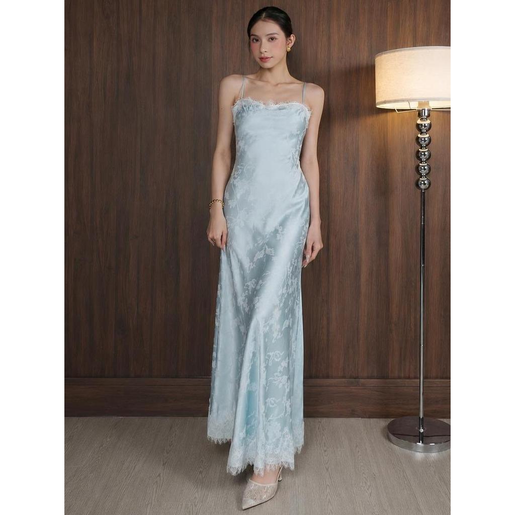 Đầm Nữ JOVEN Giada 2 Dây Dáng Dài Viền Ren
