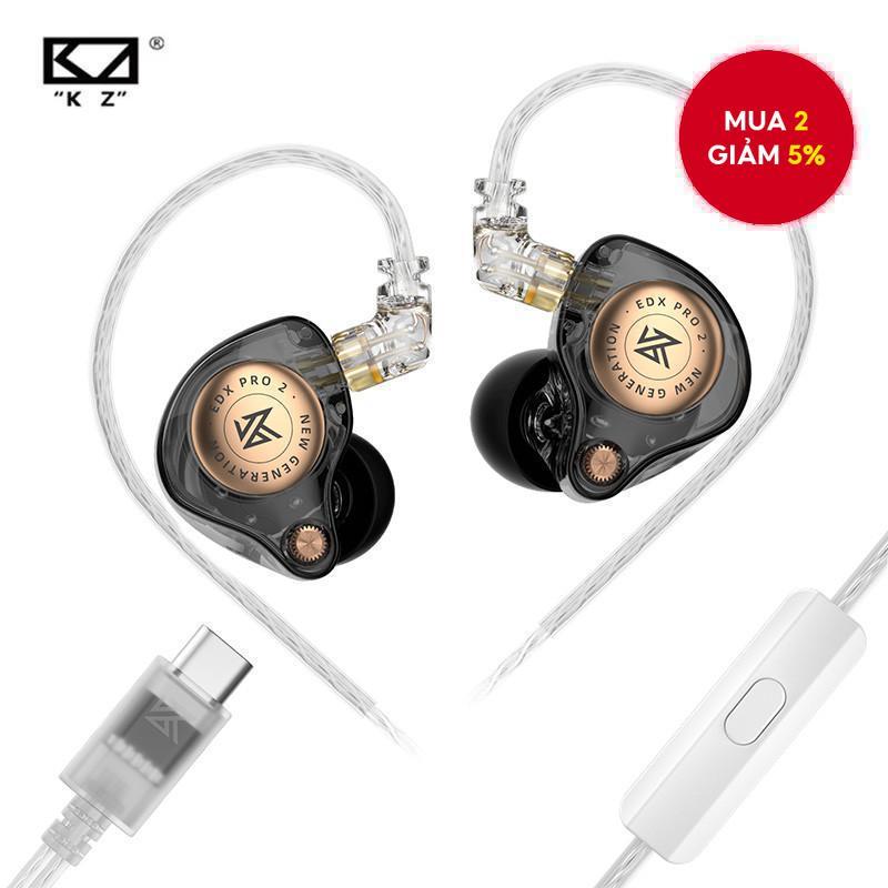 Tai nghe màn hình trong tai có dây KZ EDX Pro 2 HIFI Tai nghe cảm ứng từ tính kép Tai nghe nhét tai 