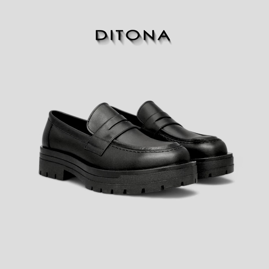Giày Chunky Loafer D6 - DITONA , chất liệu da bò Nappa nguyên tấm , đế TPR tăng chiều cao 5cm ( D6 )
