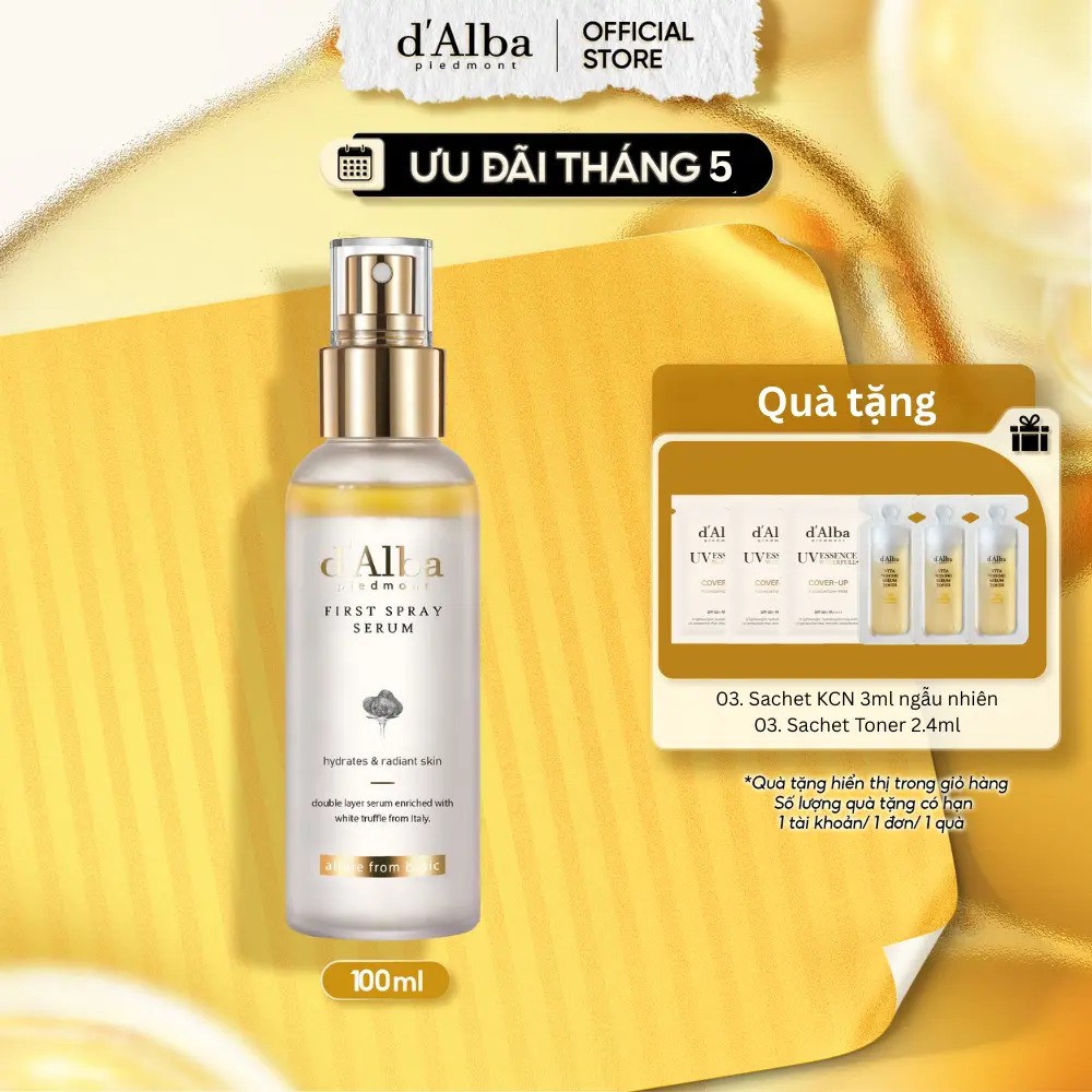 [d'Alba x HannahOlala] Serum Dạng Xịt Khoáng Căng Bóng  d'Alba White Truffle Spray Serum 100ml Làm Đ