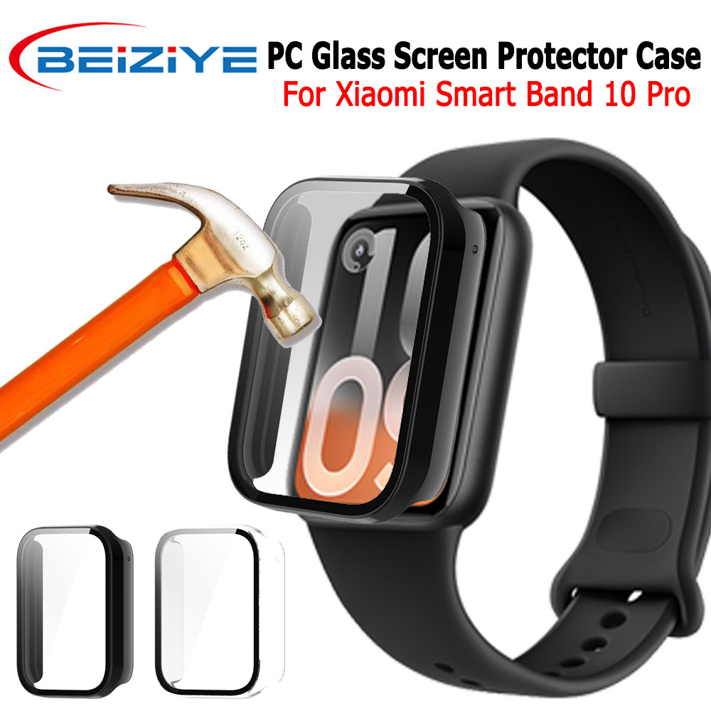 Beiziye Kính+Vỏ Cho xiaomi mi band 10 Ốp Lưng Cường Lực Bảo Vệ Màn Hình Cho Xiaomi Smart Band 10 Pro