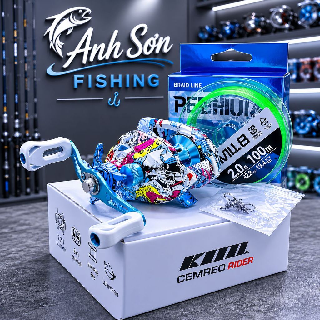 (TẶNG DÂY PITBULL X8 + KHÓA LURE) Máy Ngang Cemreo KV Limited – Hoạ Tiết Sơn Nghệ Thuật, Drag Click 