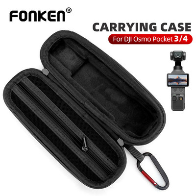 Túi Bảo Vệ Mini Fonken Cho DJI OSMO Pocket 4 / 3 Da PU Chống Sốc Mang Theo Carabiner