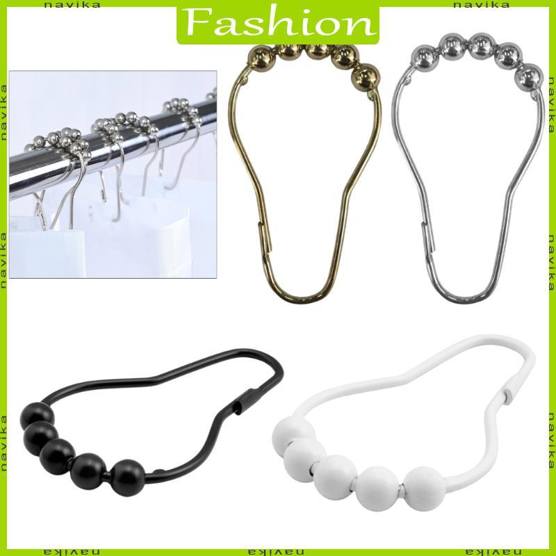 NA Chống Ăn Mòn Tắm Rèm Nhẫn Con Lăn Trượt Mịn Đính Hạt Thanh Tắm Móc Thép Không Gỉ Phòng Tắm Phần C