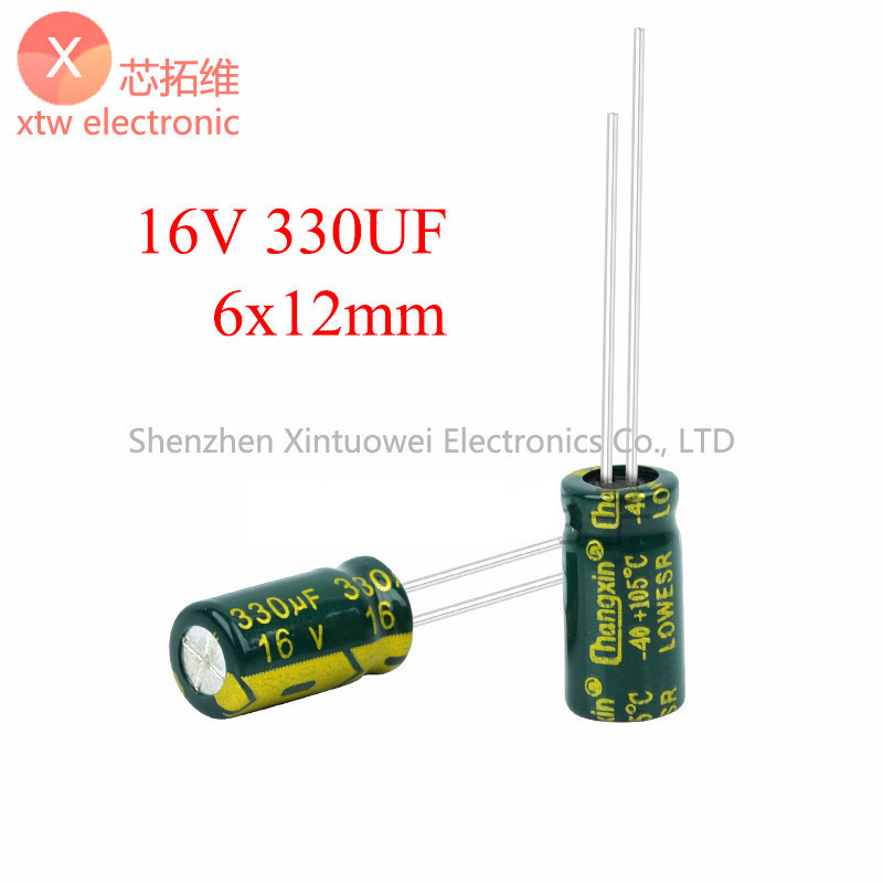 (50 Cái) Tụ Điện Nhôm 16V 330UF Tần Số Cao Thấp Điện Trở DIP 6x12mm 330UF16V