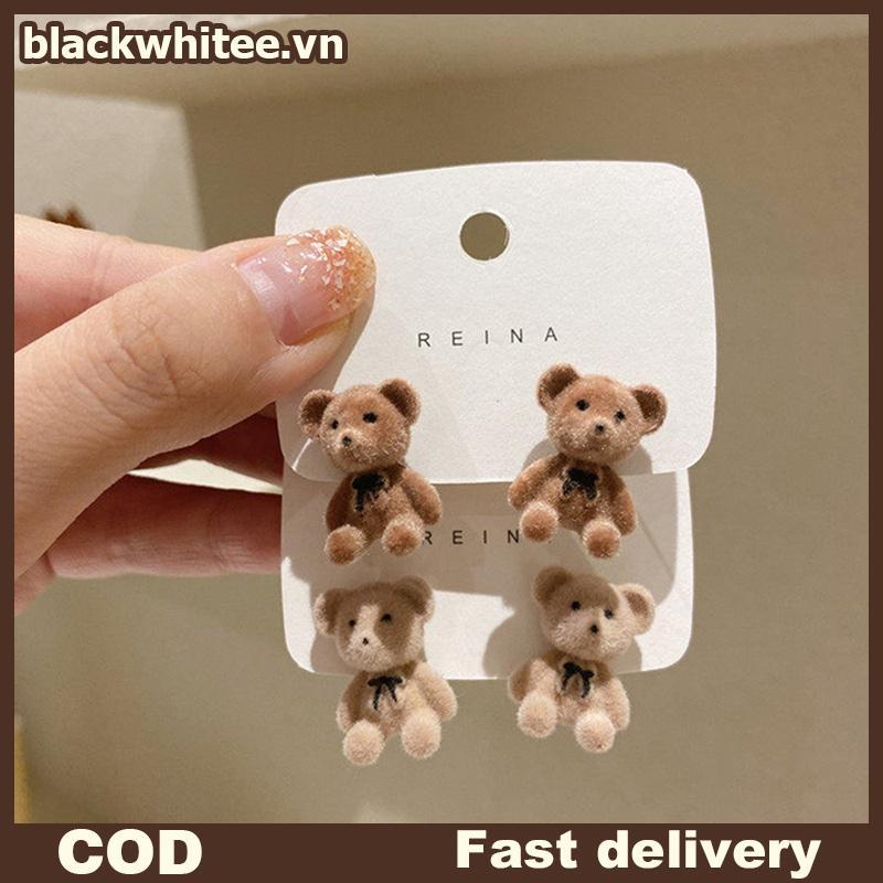 BWHTE Dễ Thương Floing Sang Trọng Thỏ Gấu Bông Tai Bé Gái Kawaii Động Vật Bông Tai Trang Sức.