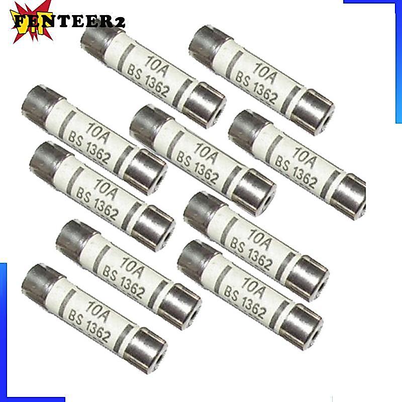 10x Cầu Chì Gốm Cầu Chì Ống BS1362 10A Điện Gia Đình Văn Phòng Chính Cắm