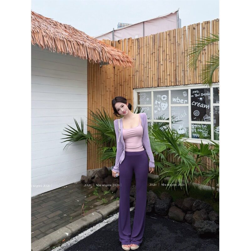 Hợp Thời Trang Frontline Hot Girl Camisole Nữ Dệt Kim Cardigan Cao Cấp Quần Thường Ngày Bộ Ba Mảnh M