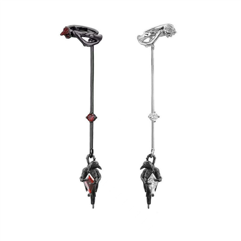 Hot Sale#Raven Series Creative Design Non-Pierced Ear Clips Dark Style Raven Niche Unisex Ear Access