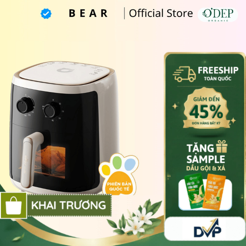 Nồi chiên không dầu 5L Bear QZG-F15C7 - Hàng chính hãng - BH 18 Tháng - SHOP DVP