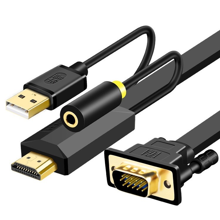 10m JH HV10 1080P HDMI sang VGA Cáp Máy Chiếu TV Box Máy Tính Notebook Màn Hình Công Nghiệp Adapter 