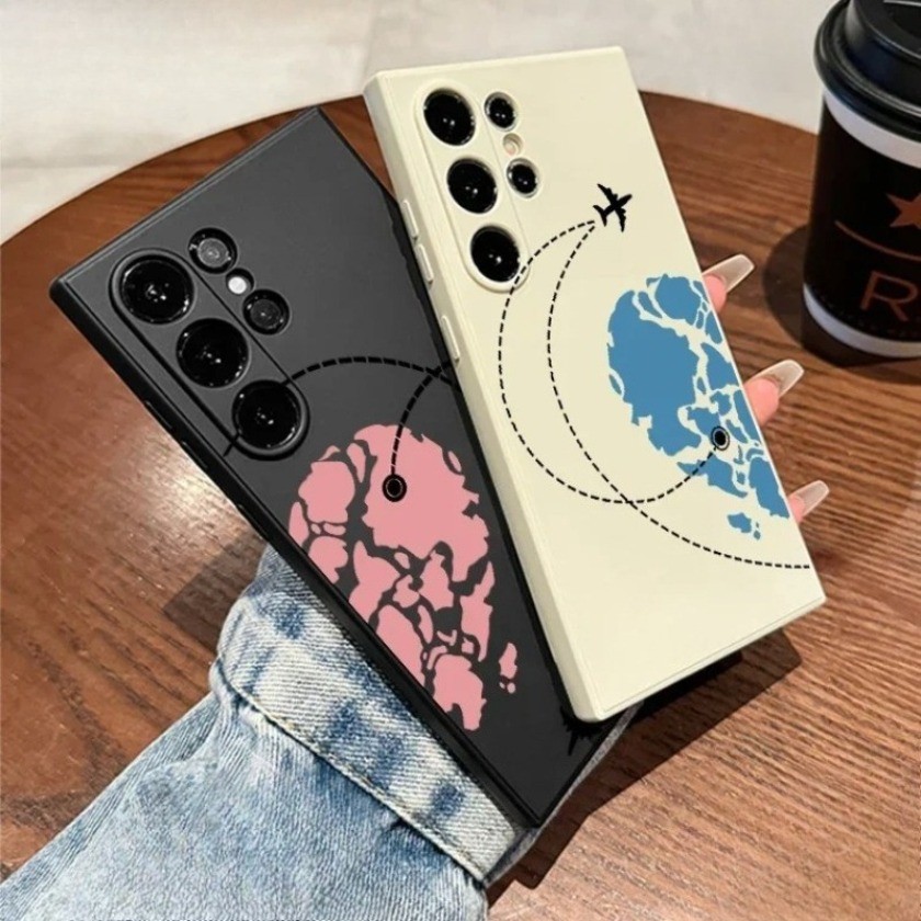 Cặp Đôi Bản Đồ Trái Tim Máy Bay Tuyến Đường Ốp lưng Xiaomi Poco X8 Pro Max M8 Pro X6 X5 F5 Pro X3 X4