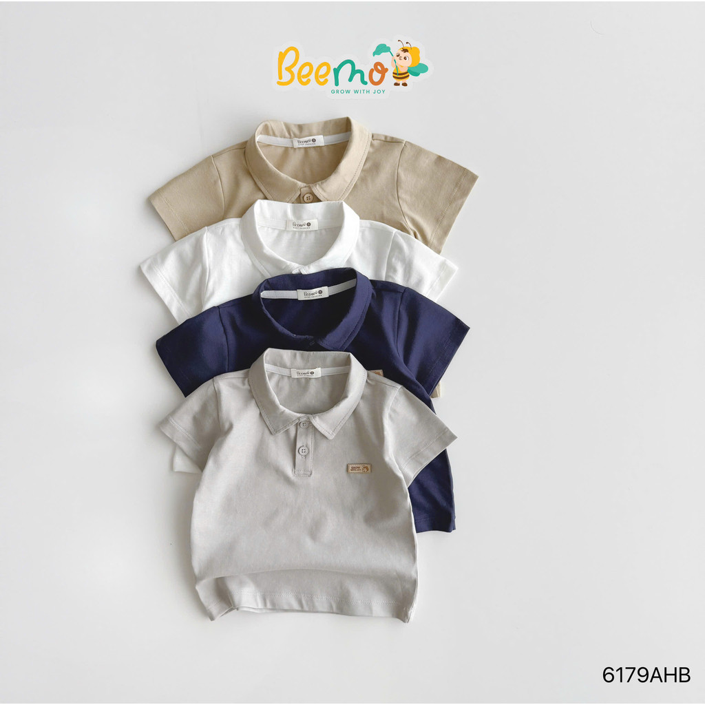 Áo Polo Cộc Tay Bé Trai BEEMO Đính Tag Basic Chất Cotton Co Dãn Nhẹ Mát 6179AHB