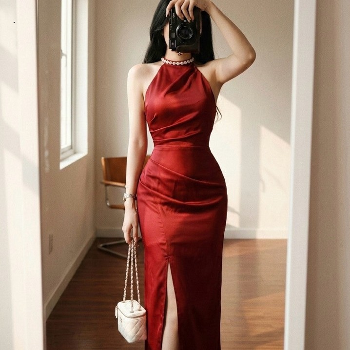 DP3 ĐẦM PHI LỤA CỔ YẾM XẺ TÀ ĐI CHƠI, ĐI TIỆC, ĐẦM LỤA SANG CHẢNH