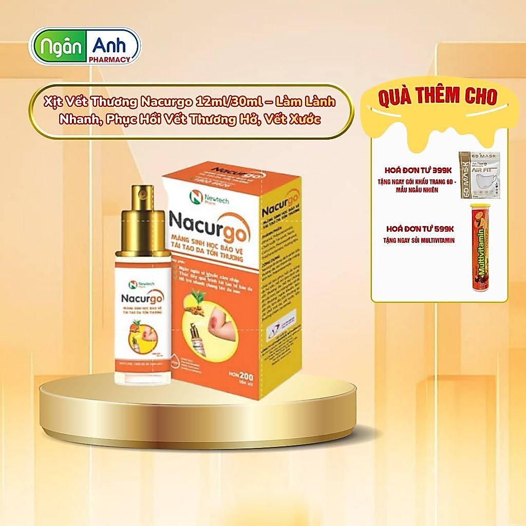 Xịt Vết Thương Nacurgo 12ml/30ml – Làm Lành Nhanh, Phục Hồi Vết Thương Hở, Vết Xước