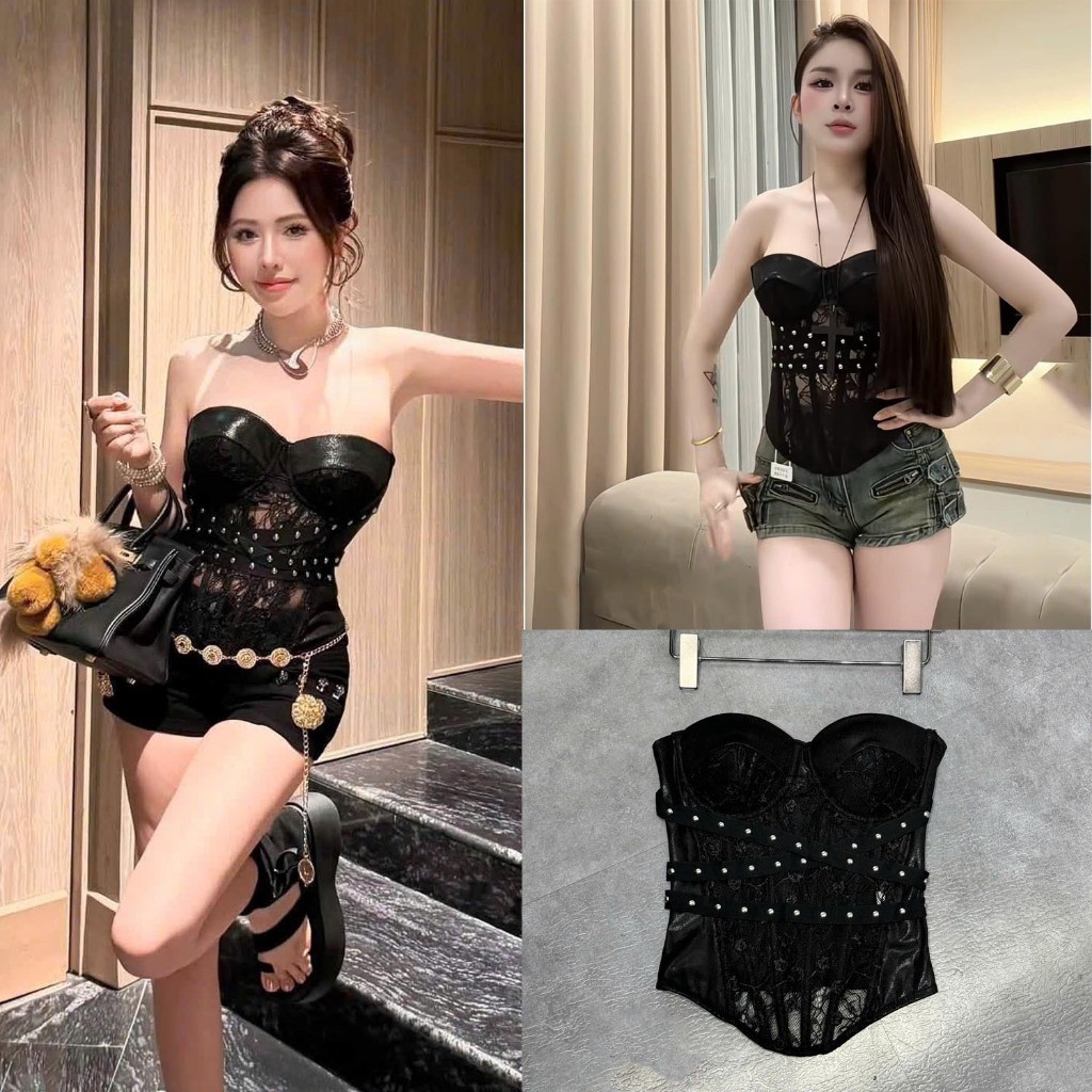 [Follow shop nhận mã 10k] Áo cup ren dây đinh Meo Meo Shop QCCC AC0004
