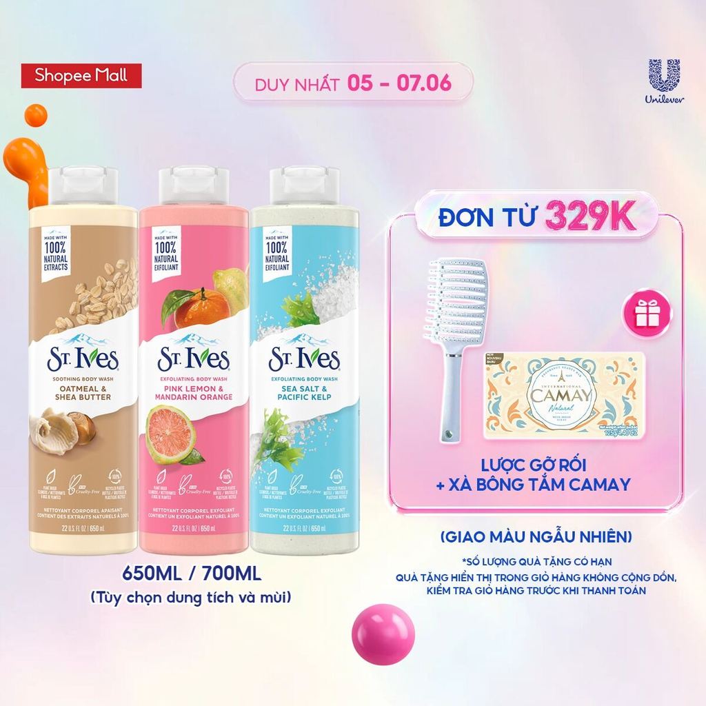 Sữa tắm ST.IVES Dưỡng Da Body 650ml hoặc 700ml (Tùy chọn mùi)
