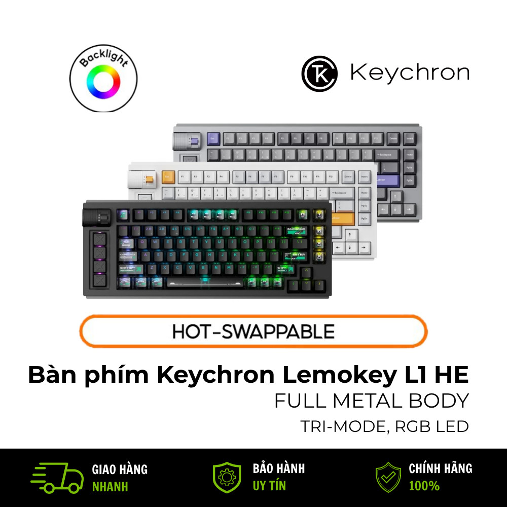 Bàn Phím Cơ Lemokey L1 HE Wireless Magnetic Switch RGB Aluminum Gaming Keyboard Chính Hãng
