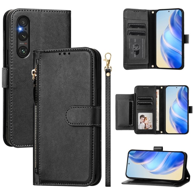 Hàng sẵn có Khe cắm nhiều thẻ Dây kéo Ví da Vỏ điện thoại cho Sony Xperia 1 VIII / Sony Xperia 5 IV 