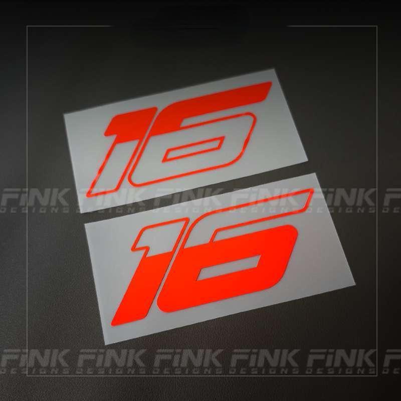 F1 sticker, driver number 16, Leclerc, racing style car window decal