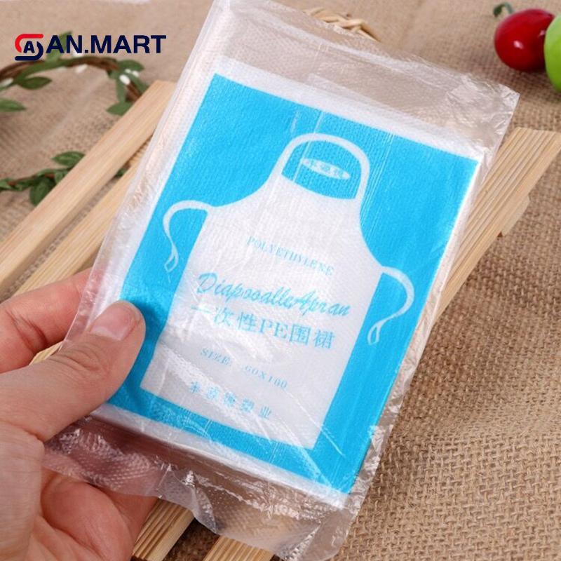 AN.MART 50 / 100 Chiếc Tạp Dề Nhựa Dùng Một Lần Eco Flat Pa Bảo Vệ Cơ Thể Trong Suốt Áo Chống Thấm N