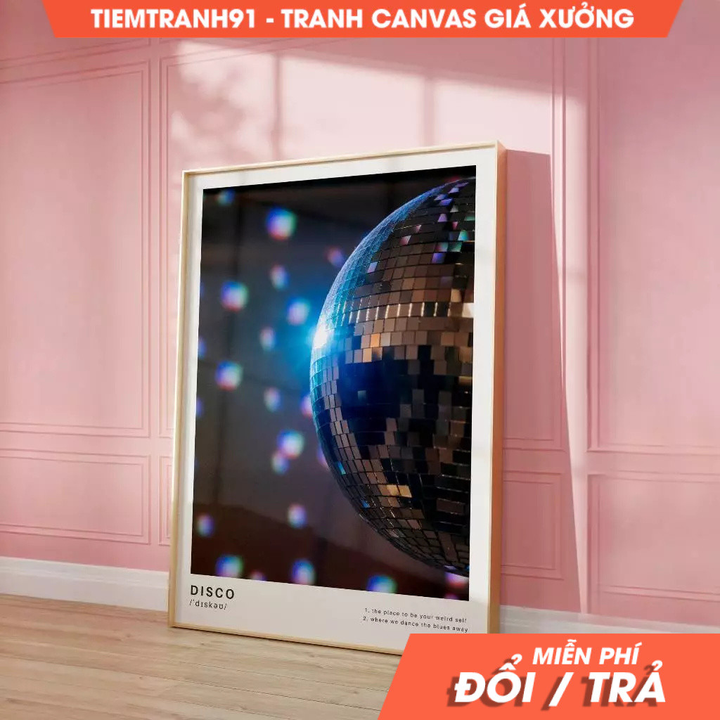Tranh treo tường, Disco Ball Trendy Disco Retro Dorm Decor Vintage Mirror Ball Poster Preppy Disco D