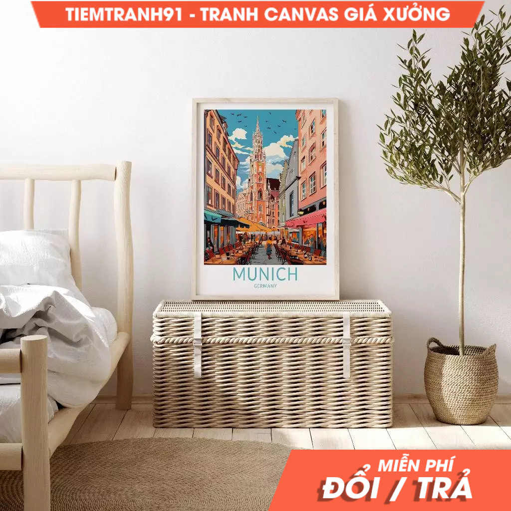 Tranh treo tường, Munich Germany Travel Poster Wall Art, Munich Germany Travel Poster, Europe Travel