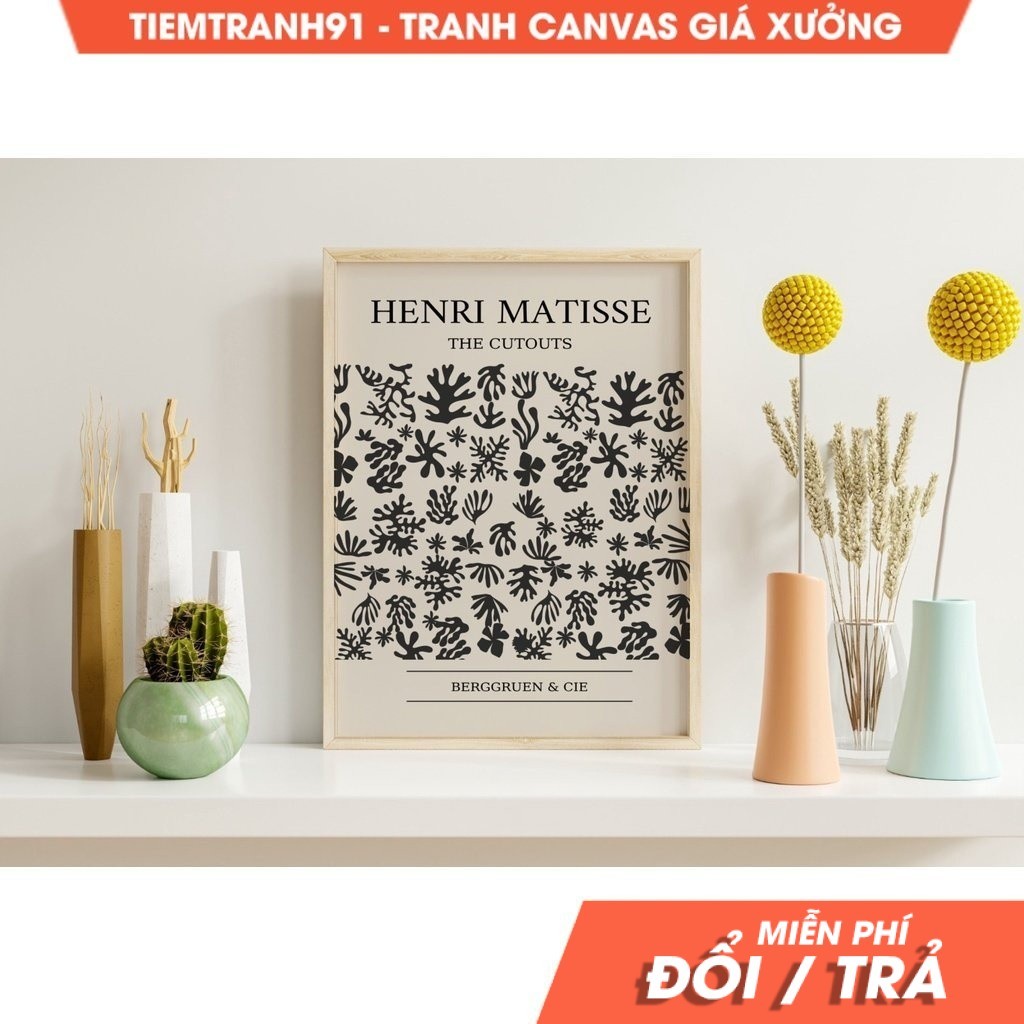 Tranh treo tường Black and Beige Wall Art, Neutral Wall Art, Gallery Wall Art, Matisse Art, Minimali