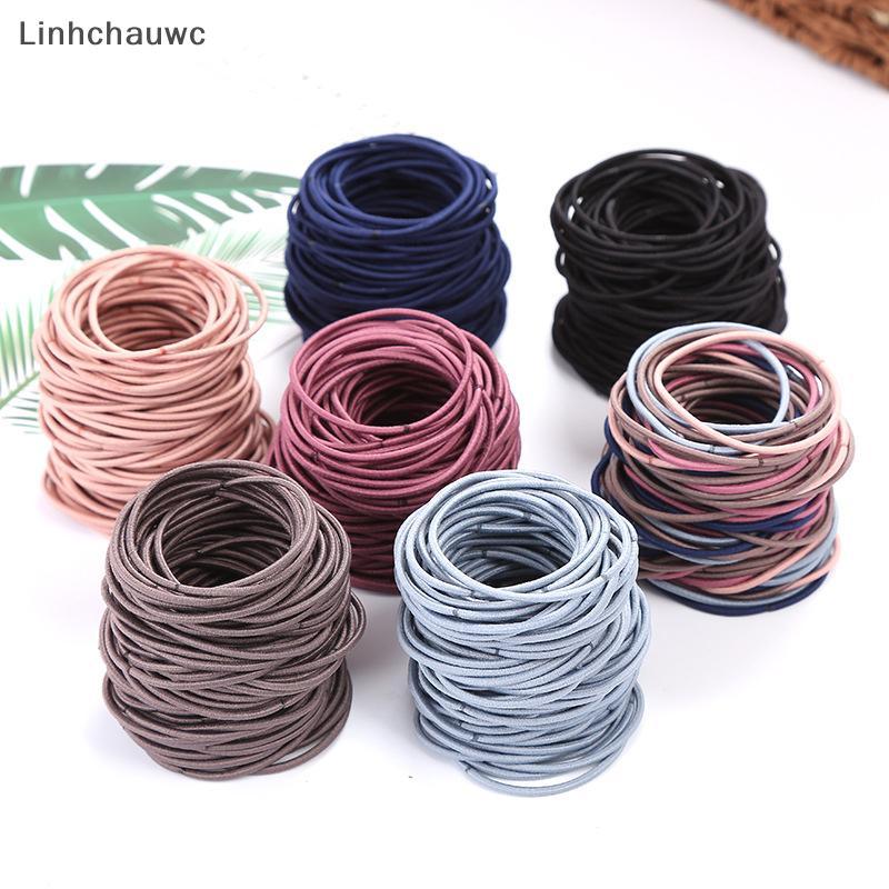 Linhchau 100 chiếc dây buộc tóc cao su cho nữ dây buộc tóc dây buộc tóc băng đô đàn hồi dây buộc tóc