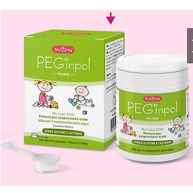Buona Peginpol Macrogol 3350 - (Lọ 100g)  Hỗ Trợ Táo Bón Cấp Và Mãn Tính Cho Trẻ Em