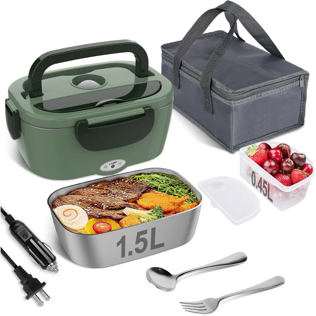 Hộp cơm trưa điện Vabaso dành cho người lớn, Hộp cơm trưa sưởi ấm 80W Hộp cơm trưa di động để làm vi