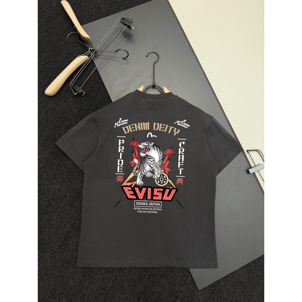 Evisu / God of Fortune 2026 Áo thun ngắn tay cổ tròn cổ điển dành cho nam nữ Cổ tròn đáy bên trong S