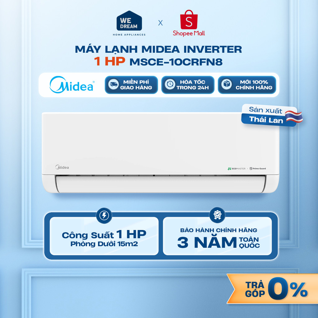 [MIỄN PHÍ GIAO HÀNG] MSCE-10CRFN8 - Máy lạnh Midea Inverter 1 HP MSCE-10CRFN8 - Hàng Chính Hãng, Mới