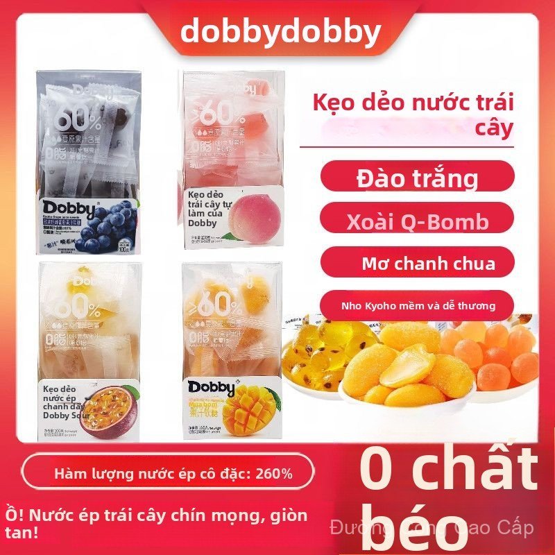 dobby Kẹo dẻo nước ép trái cây Doby Q Xoài, nho và đào trắng giòn tan C Nước ép trái cây Pop-It, đồ 