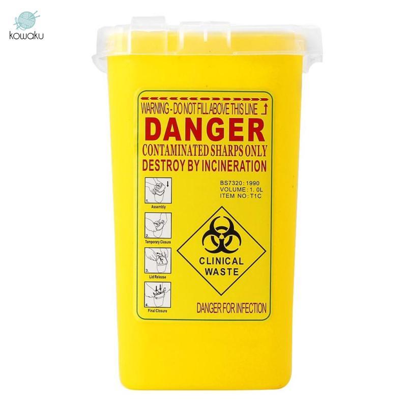 1 Quart Sharps Hộp Đựng Biohazard Xử Lý Lưỡi Kim Thùng Rác Màu Vàng