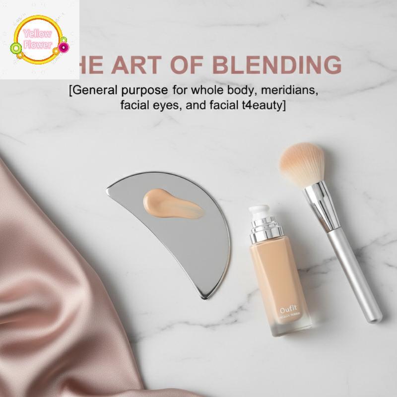YellowFlower Thép không gỉ Guasha Cạp Với Túi Da Pu Kim Loại Thìa Máy Mát Xa Mặt Làm Đẹp Da Mặt Dụng