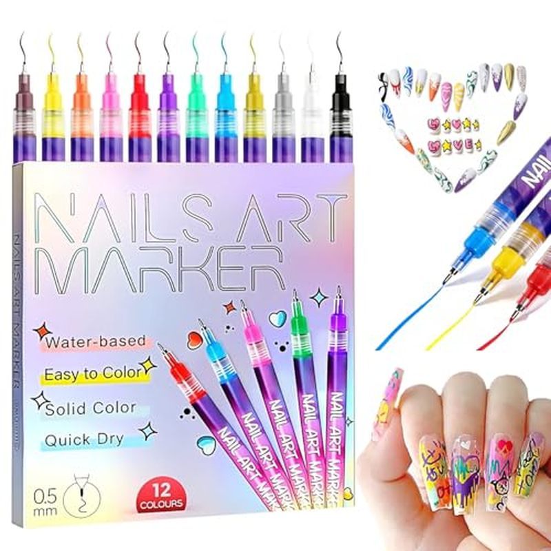 Vẽ móng tay cho (N1) Dụng cụ làm móng tay Bàn chải vẽ tranh Adorn Art Nail Set 3D 12 Bút nghệ thuật 