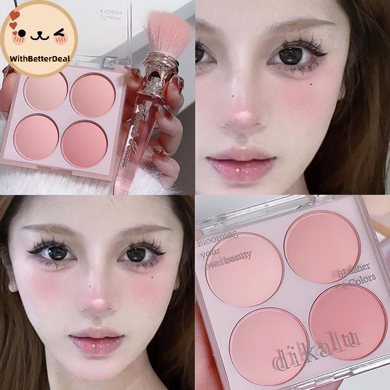 Better 4 Màu Matte Blush Powder Set - Sweet Warm Tone Face Makeup Cheek Brightener Cosmetic Illumina