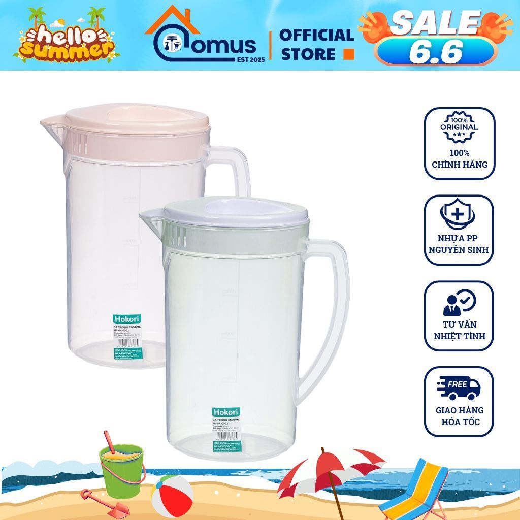 Ca Đựng Nước, Bình Nước Nhựa Trong Có Nắp Đậy 2.5L Việt Nhật 6052 Hàng Loại Tốt - DOMUS