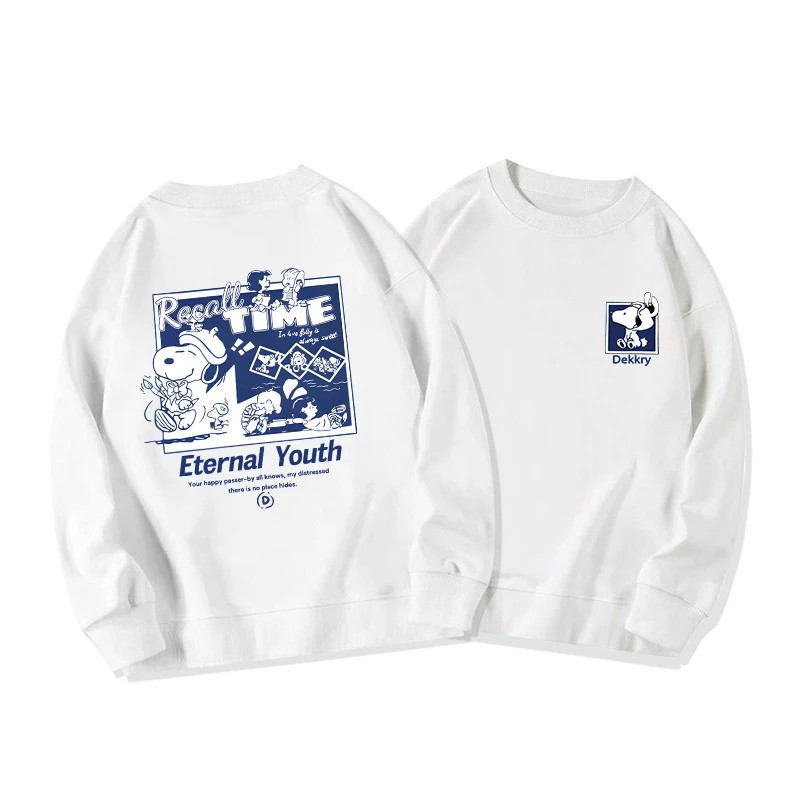 26 áo len cổ tròn thời trang mới cotton họa tiết Snoopy áo len dài tay in họa tiết Snoopy