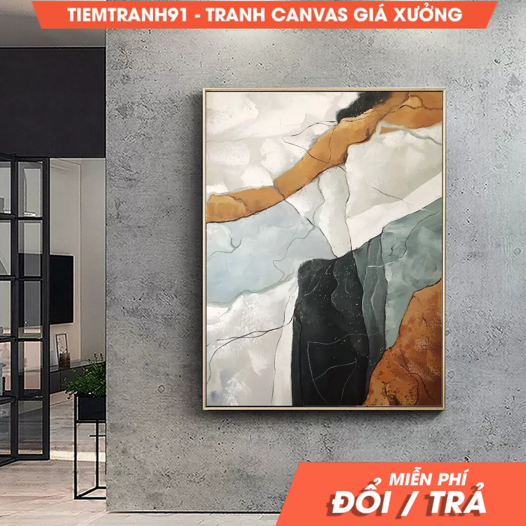 Tranh treo tường, Original Abstract Painting,Green Painting White Painting, Minimalist Painting, Lar