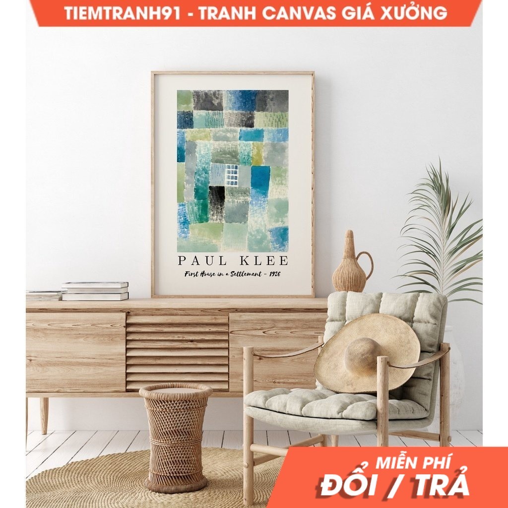 Tranh treo tường Paul Klee First House in a Settlement, Paul Klee Exhibition Poster, Pul Klee, Paul 