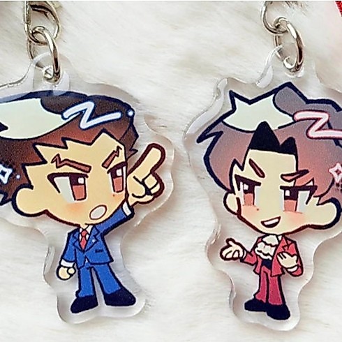 Ace Attorney | Phoenix Wright & Miles Edgeworth | 2" Cute Chibi Acrylic Phone Charm Mini