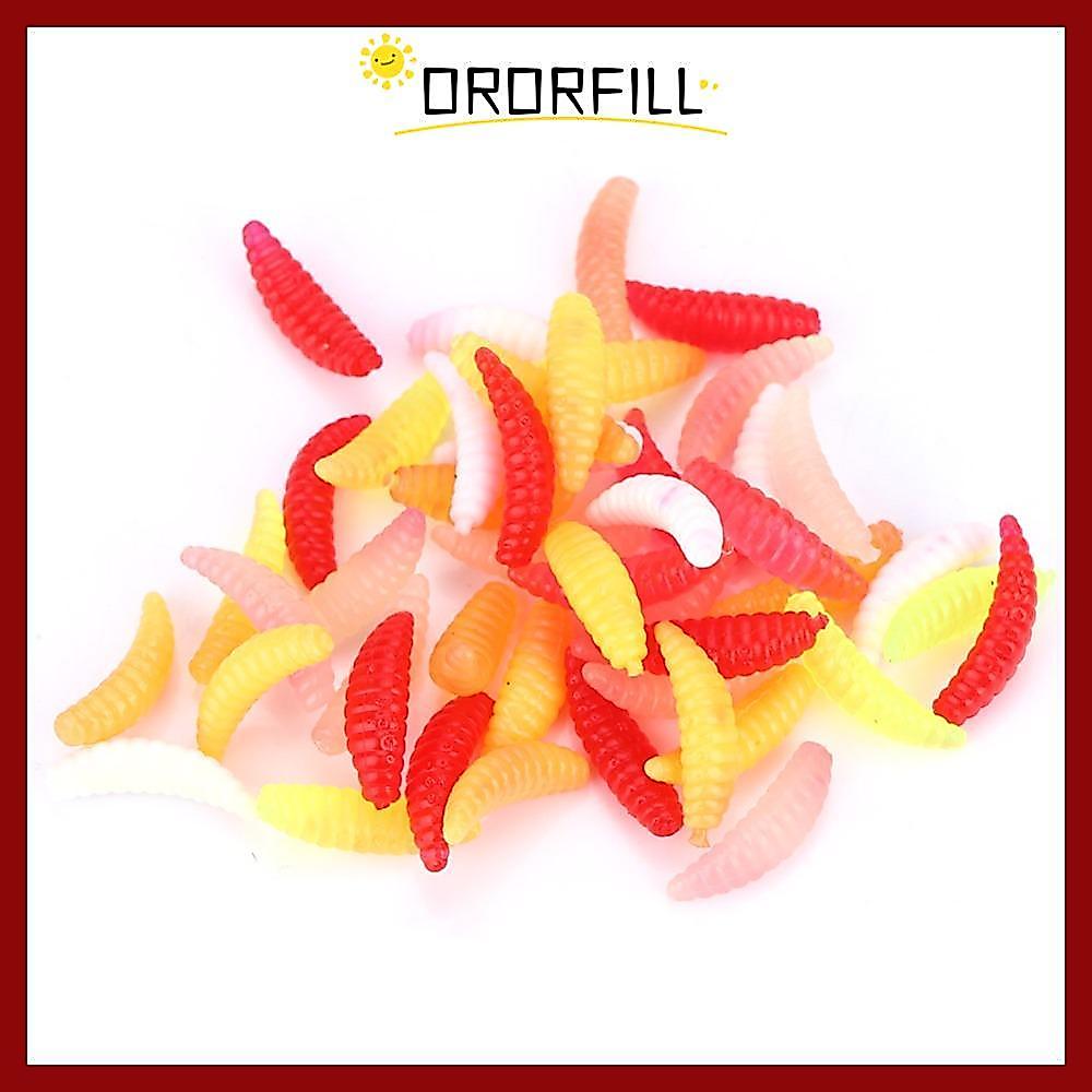 ORORFIL 200 CHIẾC Giun Mồi Ấu Trùng, Mềm Mại Màu Sắc Hỗn Hợp Giun Mồi Câu Cá, Silicone Bền 2cm Giun 