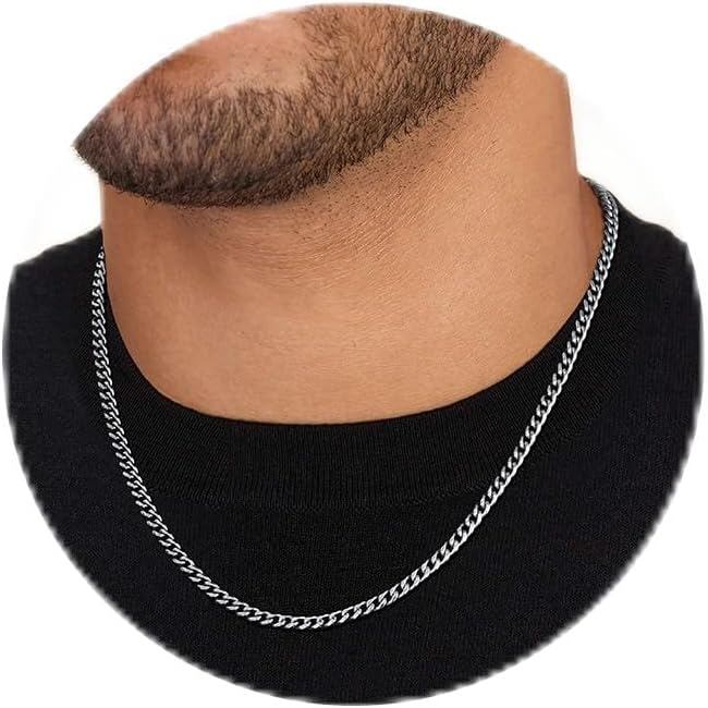 ZHASHYNecklaceMen 'sSilverChainGoldChainStainlessSteel / 18KGold-PlatcurbChainCubanVenetianChainSilv