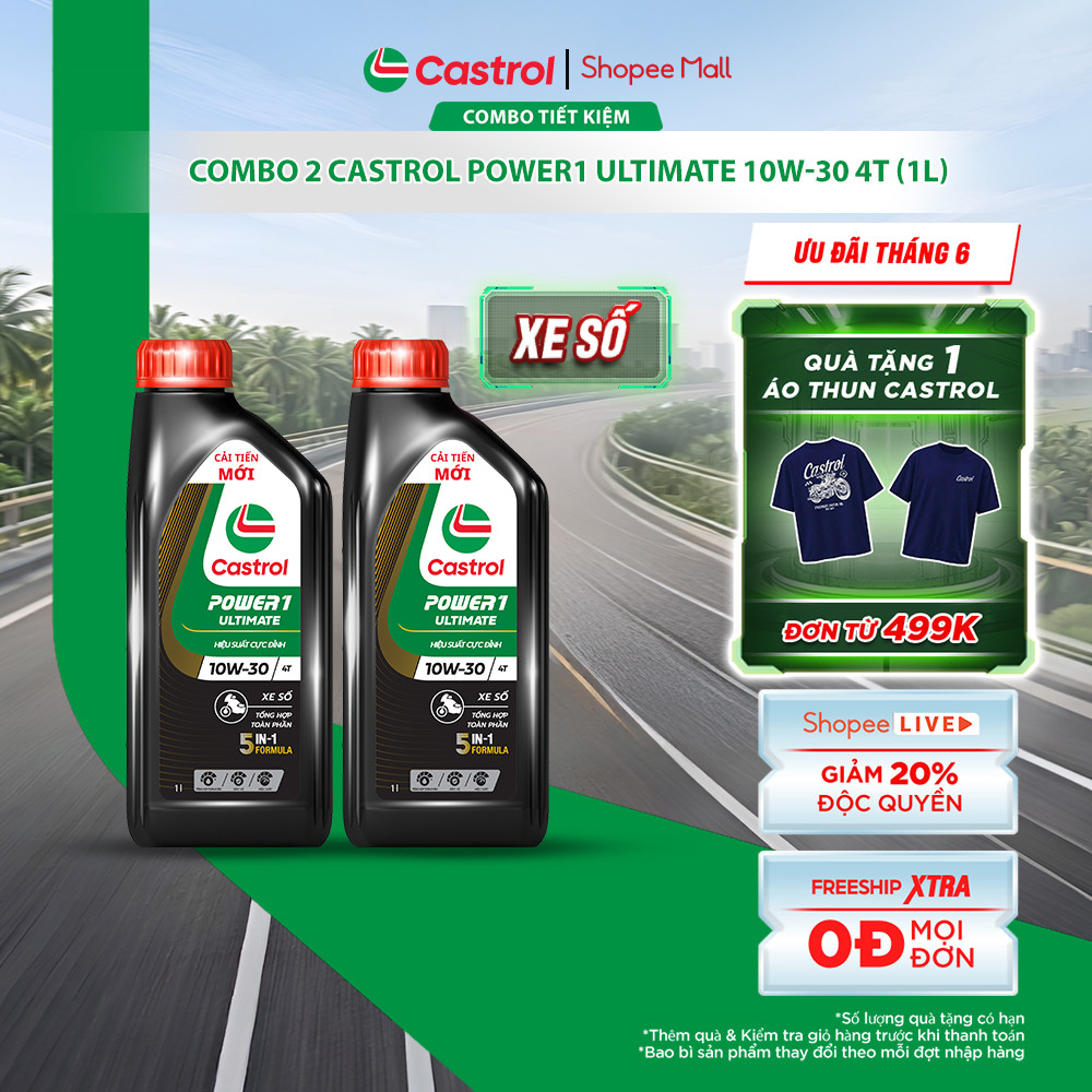 COMBO 2 Dầu nhớt xe số Castrol POWER1 ULTIMATE 10W-30 4T (1L)
