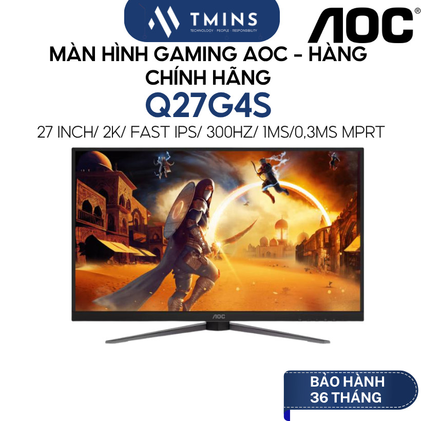Màn hình AOC Gaming Q27G4S (27 inch/ 2K/ Fast IPS/ 300Hz/ 1ms/0,3ms MPRT) - Hàng chính hãng