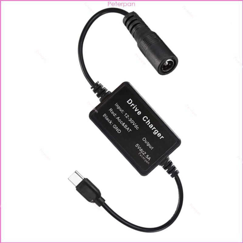 PEPA Nhiều Điện Áp 9V 12V 24V DC5521 sang USB C Cáp Nguồn Ô Tô 9V 12V 24V Đầu Vào